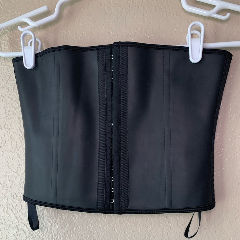 YIANNA Black Latex Corset Waist Trainer Size S
